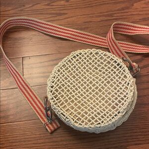 Brixton Woven Crossbody Bag with Red and Cream Strap